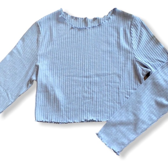 Tops - Crop ribbed pastel blue long sleeve shirt
